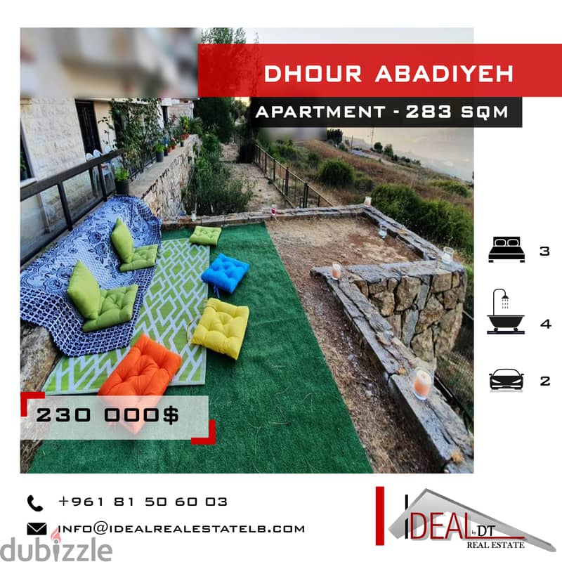 Prime location!Apartment for sale In Dhour Abadiyeh 283 Sqm ref#cd1077 0