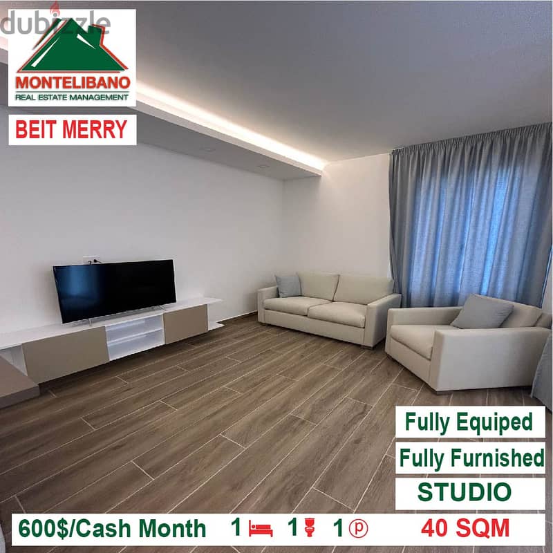 600$!! Fully Furnished Studio for rent located in Beit Merry 0
