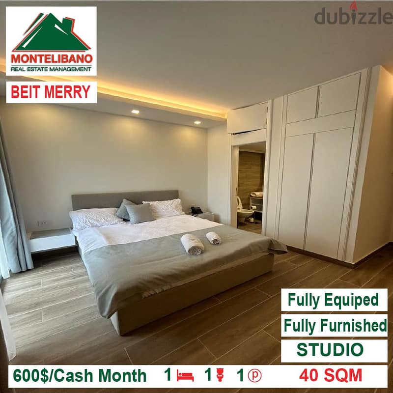 600$!! Fully Furnished Studio for rent located in Beit Merry 2