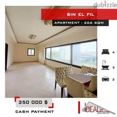 Apartment for sale in Beirut Hall , Sin el fil 266 sqm ref#as323