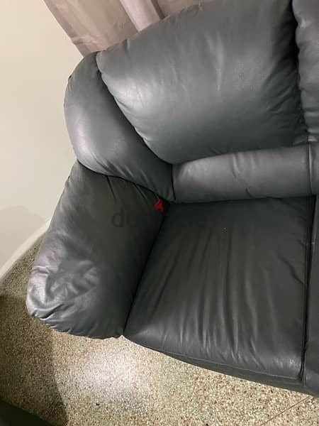 genuine Italian leather 2-seater sofa dark green color 1