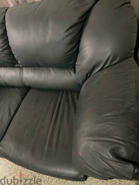 genuine Italian leather 2-seater sofa dark green color 2