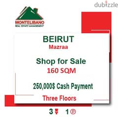 250,000$!!! Shop for sale located in Mazraa