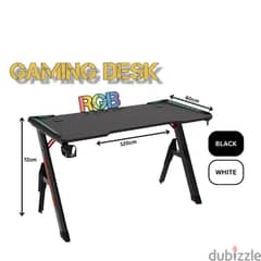 RGB Gaming Desk 120x60x72cm Colors: White, Black