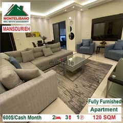 600$!! Fully Furnished Apartment for rent located in Mansourieh