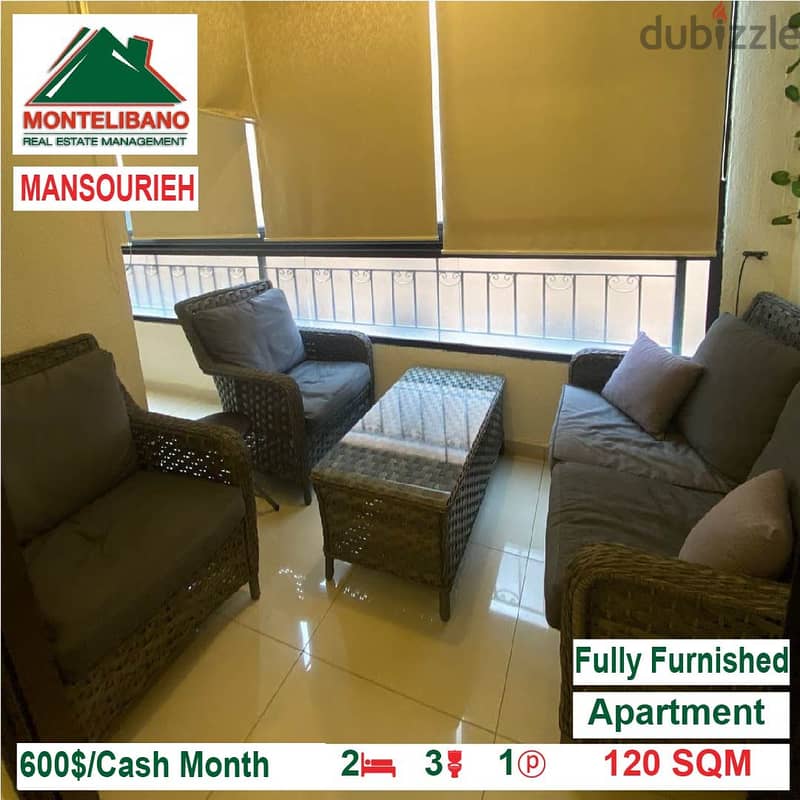 600$!! Fully Furnished Apartment for rent located in Mansourieh 1