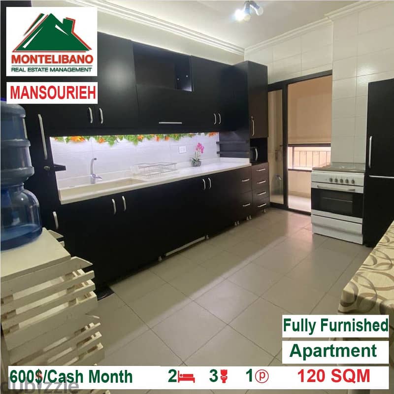 600$!! Fully Furnished Apartment for rent located in Mansourieh 5