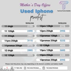 MOTHERS DAY OFFER Used iPhones Pricelist