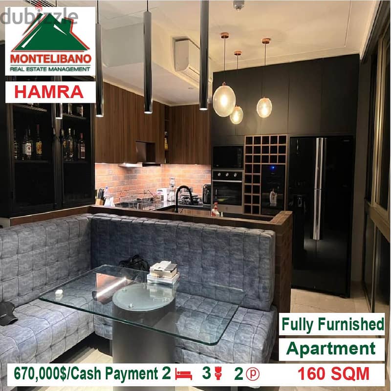 670,000$!! Fully Furnished Apartment for sale located in Hamra 1