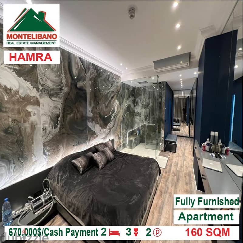 670,000$!! Fully Furnished Apartment for sale located in Hamra 2