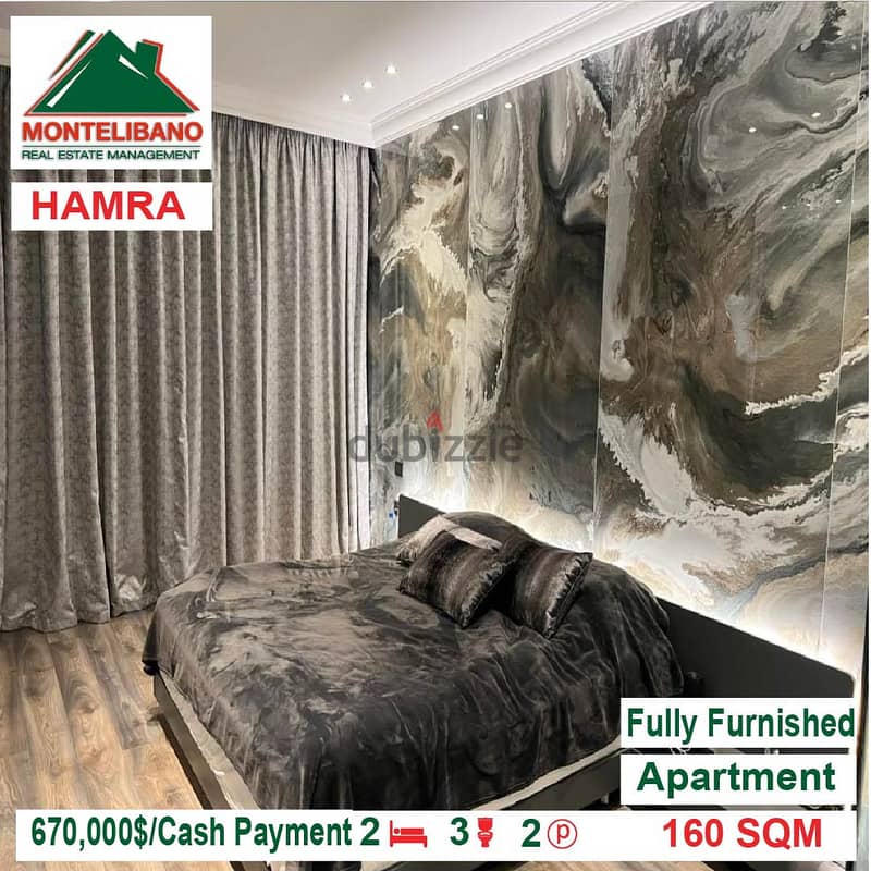 670,000$!! Fully Furnished Apartment for sale located in Hamra 3