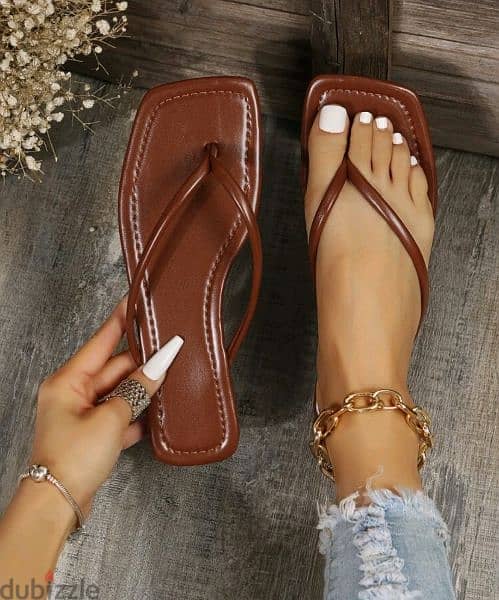 Fashionable Solid Minimalist Outdoor T-Strap Flat Sandals 3