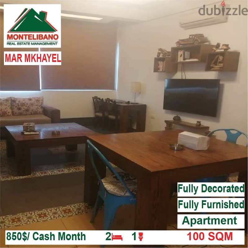 850$/Cash Month!! Apartment for rent in Mar Mkhayel!! 1