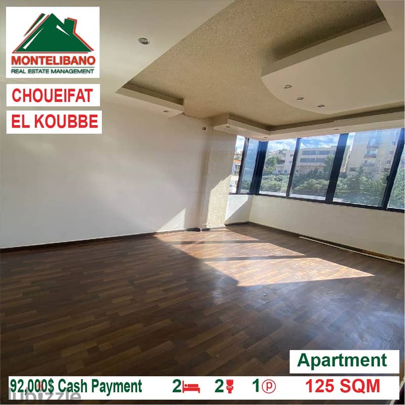 92000$!!! Apartment for sale located in Choueifat El Koubbe 1