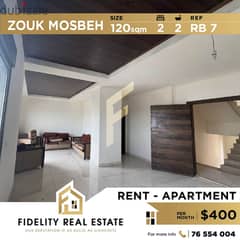 Apartment for rent in Zouk Mosbeh RB7