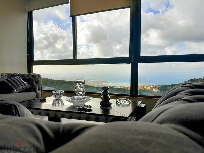 165 SQM Furnished Apartment in Broumana, Metn with a Panoramic View 0