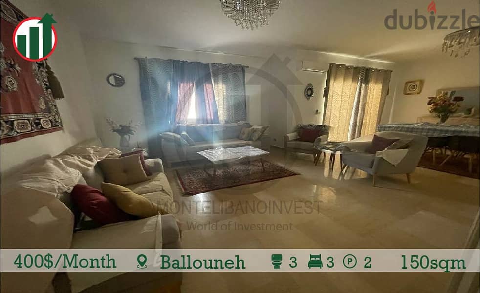 Fully Furnished Apartment for rent in Ballouneh! 1