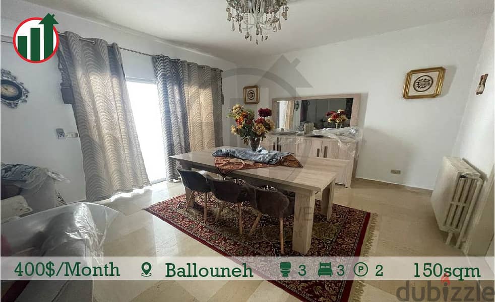 Fully Furnished Apartment for rent in Ballouneh! 2