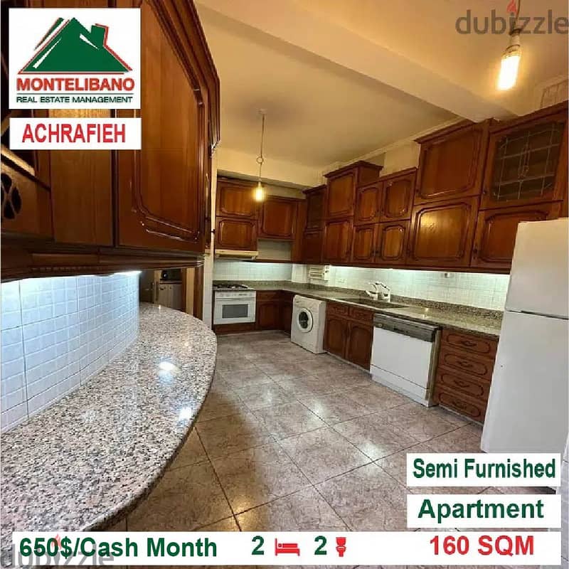650$/Cash Month!! Apartment for rent in Achrafieh!! 3
