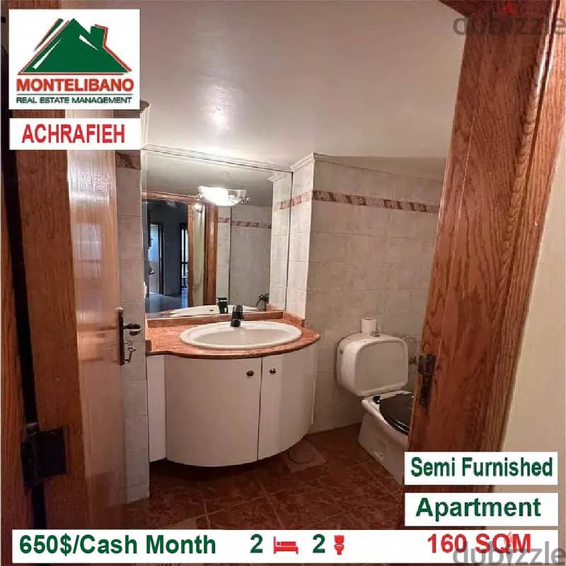 650$/Cash Month!! Apartment for rent in Achrafieh!! 4