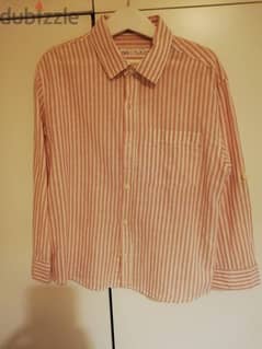 Zara pink striped linen shirt