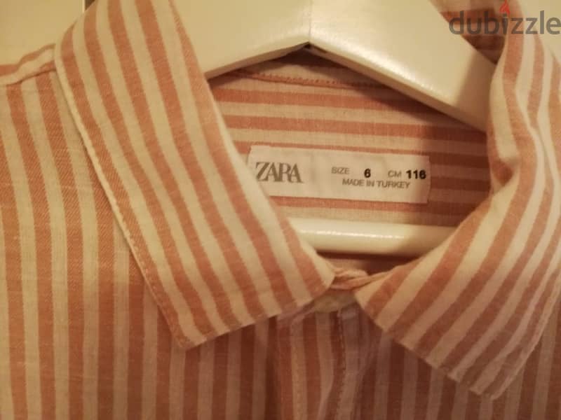 Zara pink striped linen shirt 1