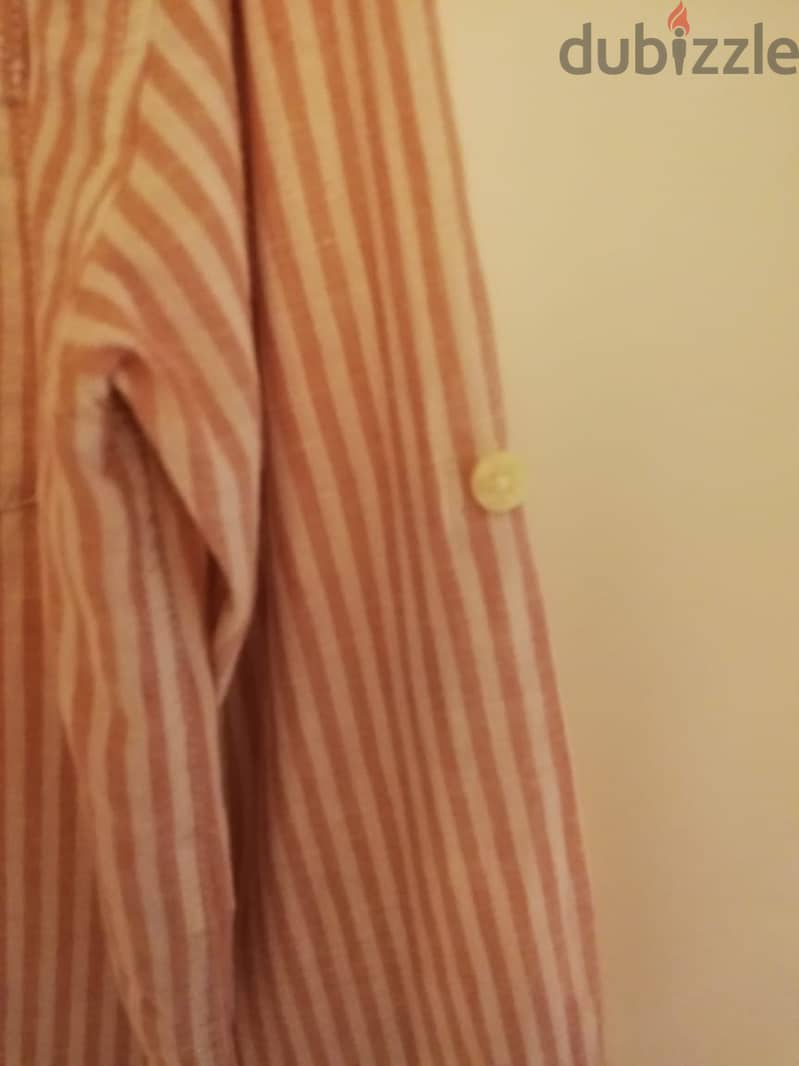 Zara pink striped linen shirt 2