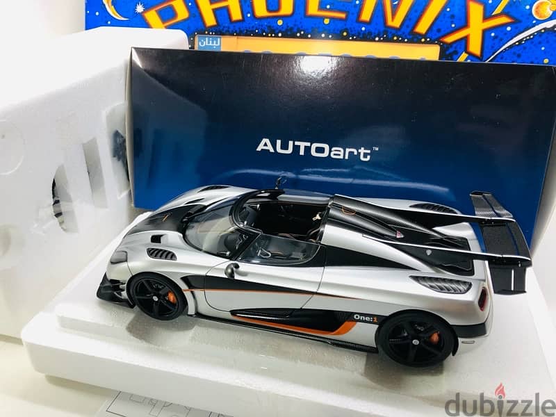 1/18 Scale Diecast Car Koenisegg ONE:1  Silver Orange Accents  79017 1