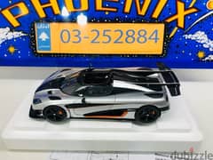 1/18 Scale Diecast Car Koenisegg ONE:1  Silver Orange Accents  79017 0
