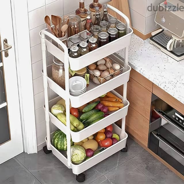 Kitchen Storage Stand, 4-Layer Multifunctional Rack with Wheels 1