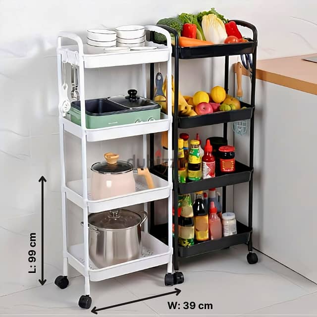 Kitchen Storage Stand, 4-Layer Multifunctional Rack with Wheels 3