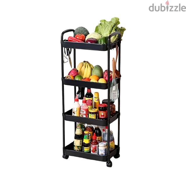 Kitchen Storage Stand, 4-Layer Multifunctional Rack with Wheels 4