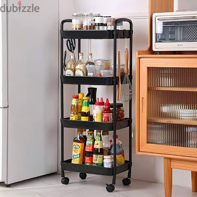Kitchen Storage Stand, 4-Layer Multifunctional Rack with Wheels 2