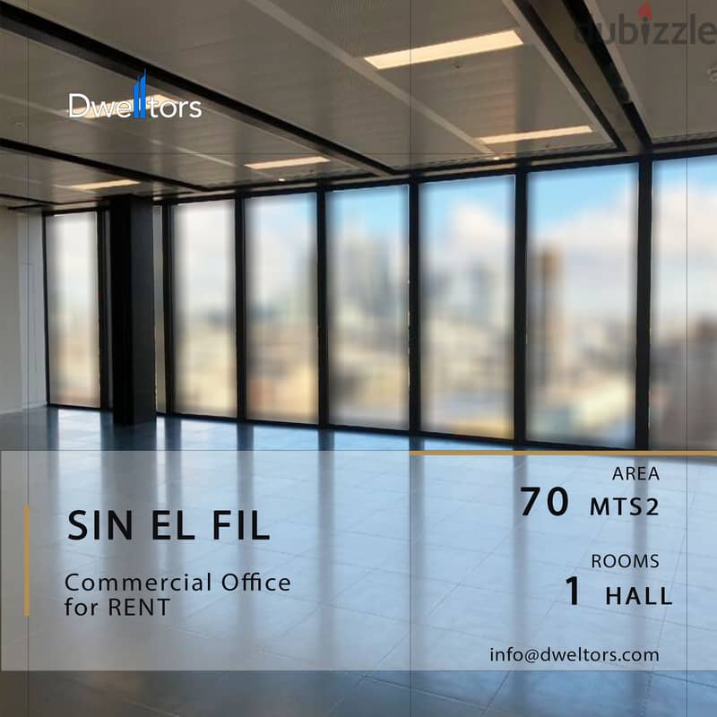 Office for rent in SIN EL FIL - 70 MT2 - 1 Hall 0