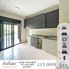 Awkar | Renovated 3 Bedrooms Apart with a Terrace | Garden | Balcony