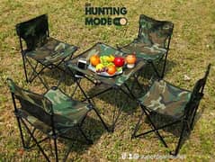 Set of 5 Foldable Camouflage Table & Chairs 0
