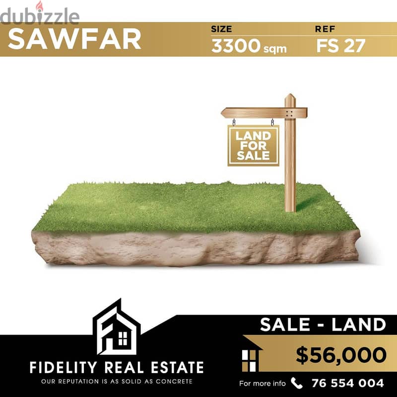 Land for sale in Sawfar FS27 0