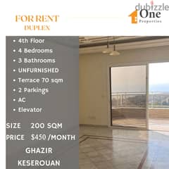 DUPLEX for RENT,in GHAZIR/KESEROUAN, with a great sea view 0