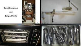 Dental Clinic with equipment and surgical tools and cabinets.