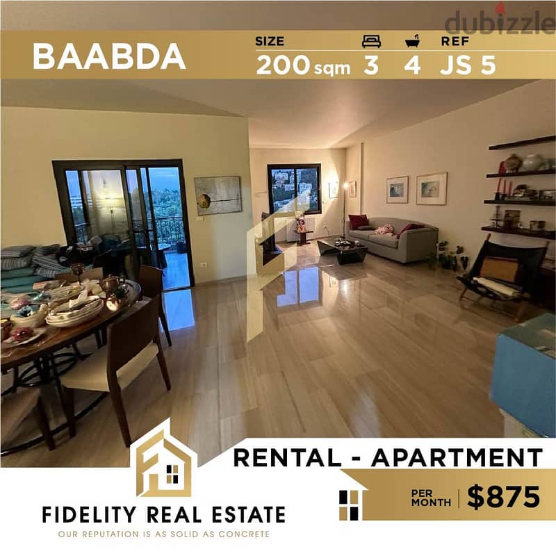 Apartment for rent in Baabda JS5 0