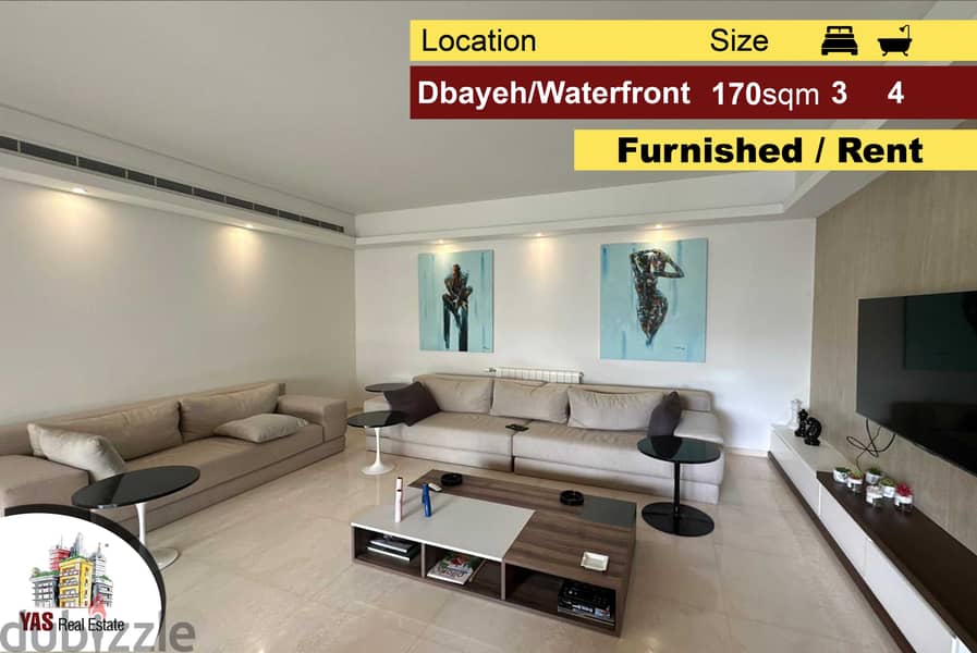 Dbayeh/Waterfront 170m2 | 50m2 Garden | New | Furnished | Rent | MJ | 0