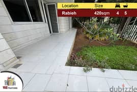 Rabieh 420m2 | 200m2 Terrace/Garden | Super Classy Area | PA |