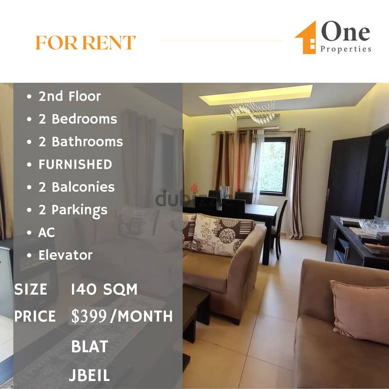 FURNISHED Apartment for RENT,in BLAT/JBEIL. 0