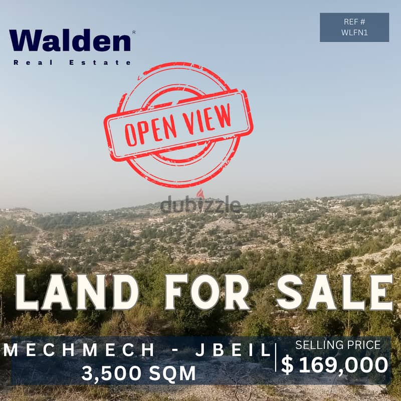 Mechmech Land: 3500sqm, Open View, $169K  أرض للبيع في  مشمش 3500م² 0