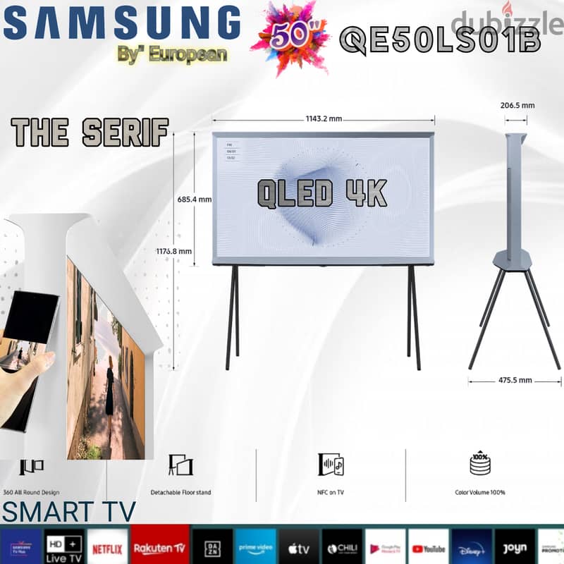 SAMSUNG 50" The Serif LS01B QLED 4K 360 All Round Design Smart TV 0