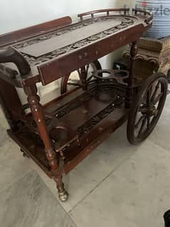 Vintage Wooden Trolley Bar Cart