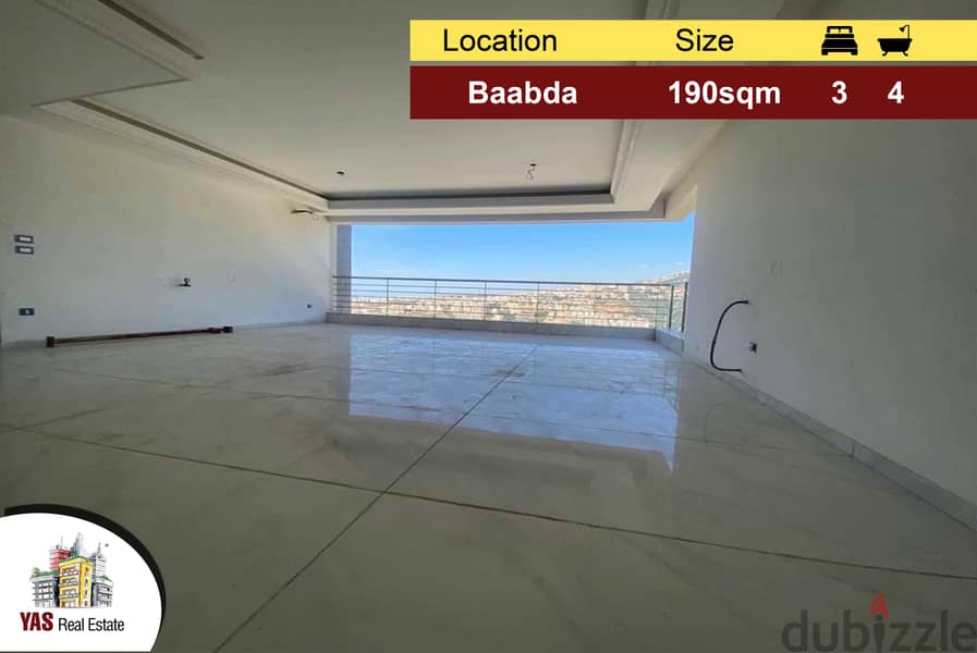 Baabda/Louaizeh 190m2 | 90m2 terrace | Prime Location | Open View | PA 0