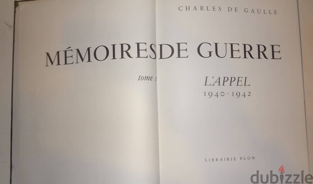 Charles De Gaule book memoire de guerre l appel 1940 - 1942 3