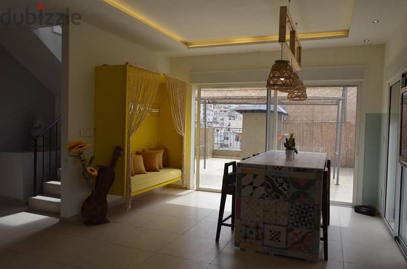 Furnished duplex apartment with terrace and open views in Jal el dib. 8