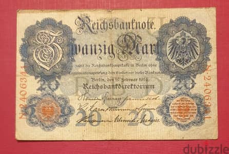 1914 Germany WW1 20 mark